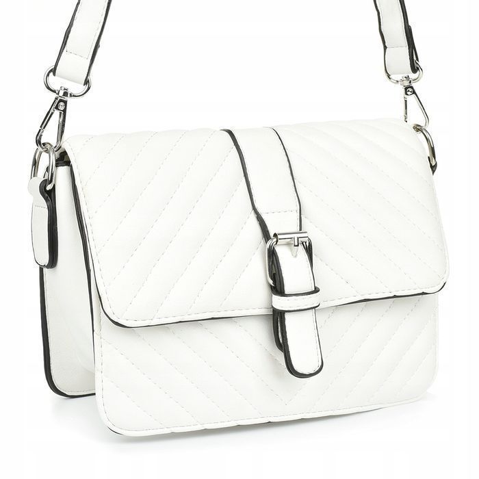 Damska listonoszka torebka torba jodełka pozioma jasna biała nowa