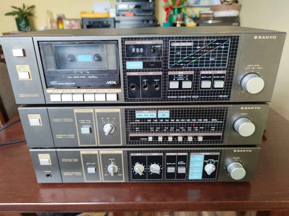 Sanyo JA220 JT230L RD220 system 220 wieża stereo HiFi grafitowy unikat