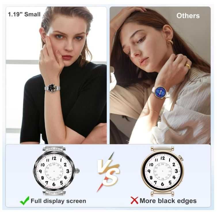 Smartwatch damski 1,19'' IP68 2 paski w zestawie Niolina