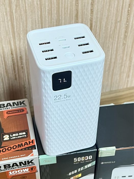 Power bank 50000. Быстрая зарядка 22.5 ватта. 6 х USB. Оригинал 100%