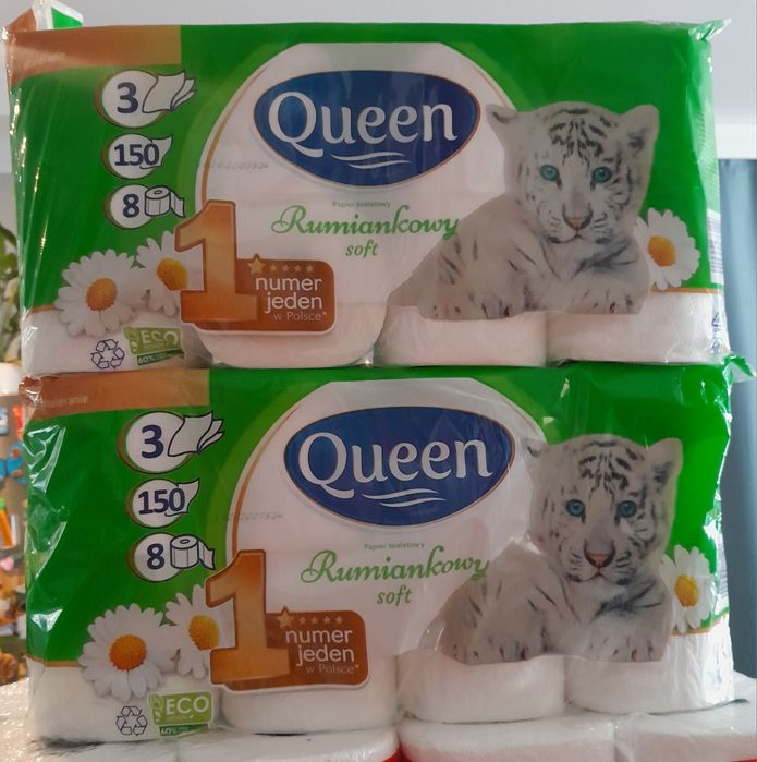 Papier toaletowy rumiankowy Queen 3 warstwowy 150 listkow  2x8 rolek