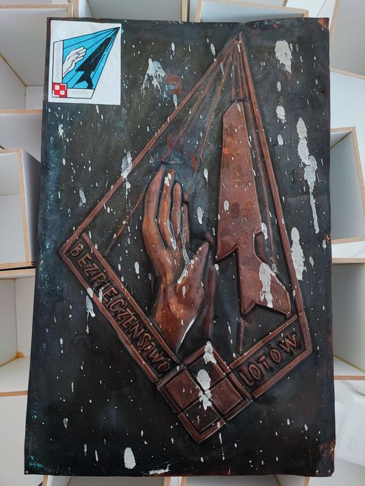 Pamiątka wojskowa Inspektora Bezpieczeństwa Lotów miedź tłoczona