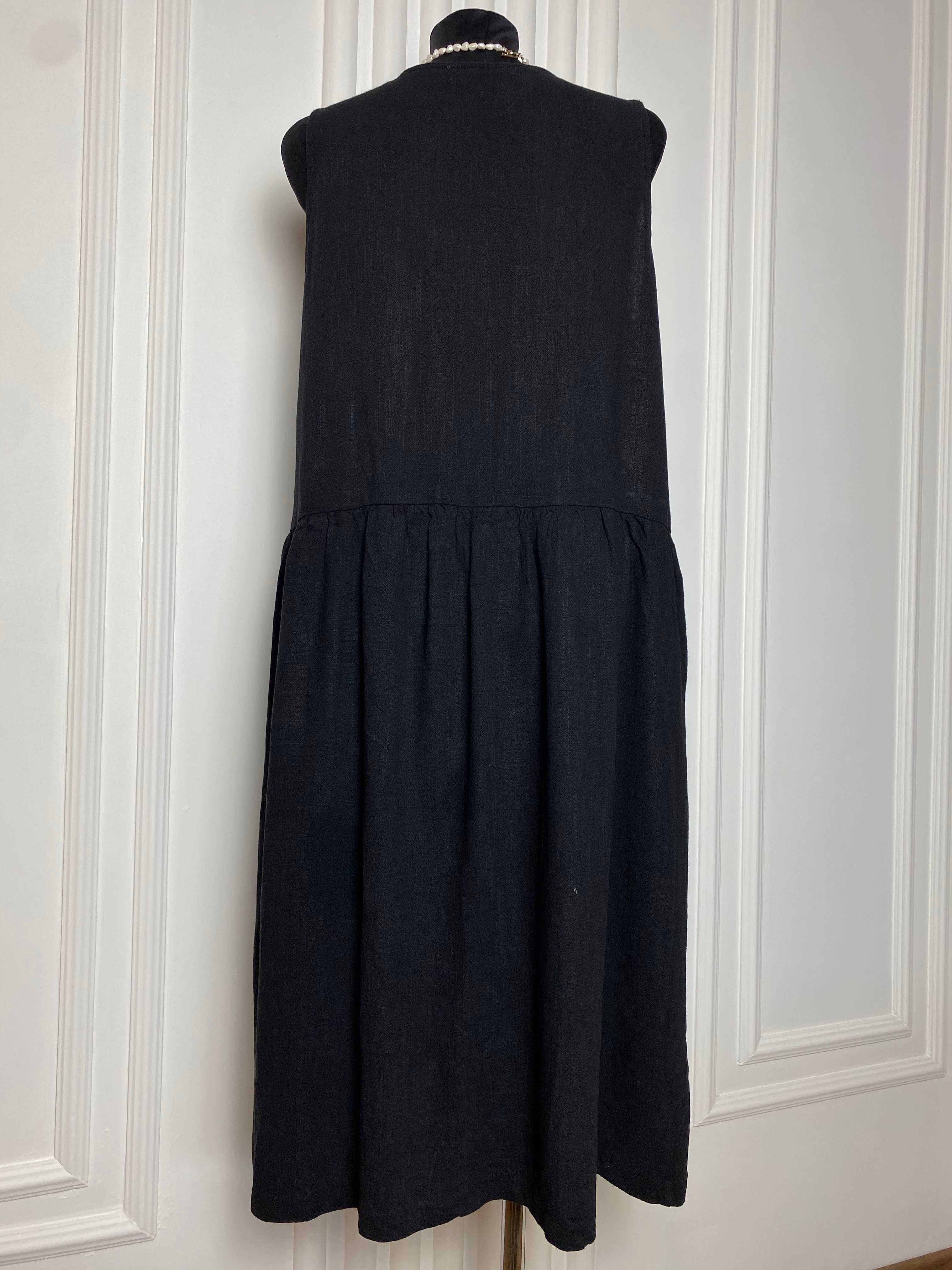 Sukienka długa midi czarna 42 XL Olive boho style wiskoza bawełna