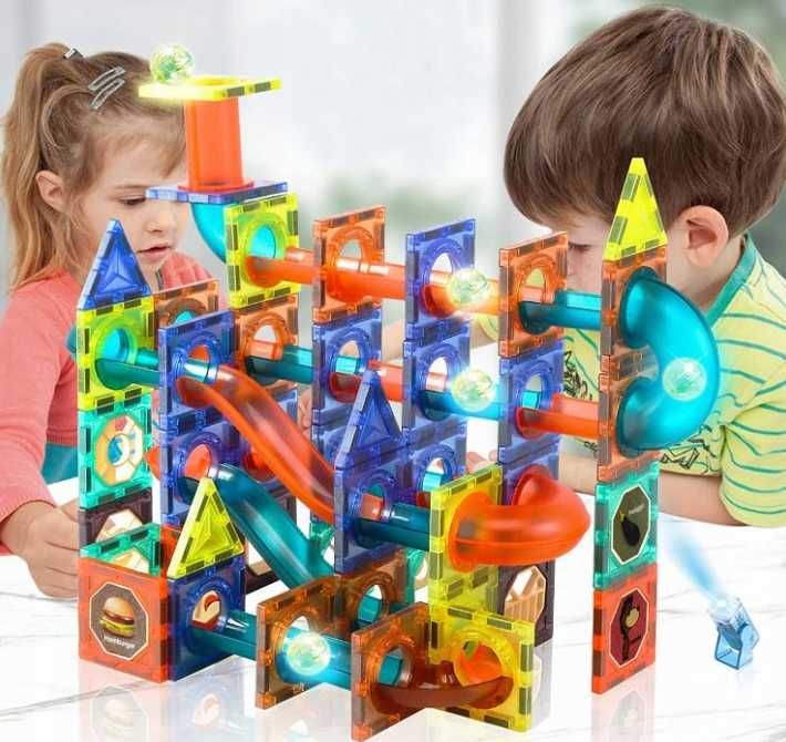 Klocki Magnetyczne Konstrukcyjne Edukacyjne Układanka Świecący Tor 110
