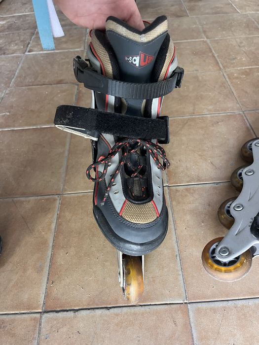 Patins ajustáveis BSquare (tamanho 36–39) e suas porteçoes