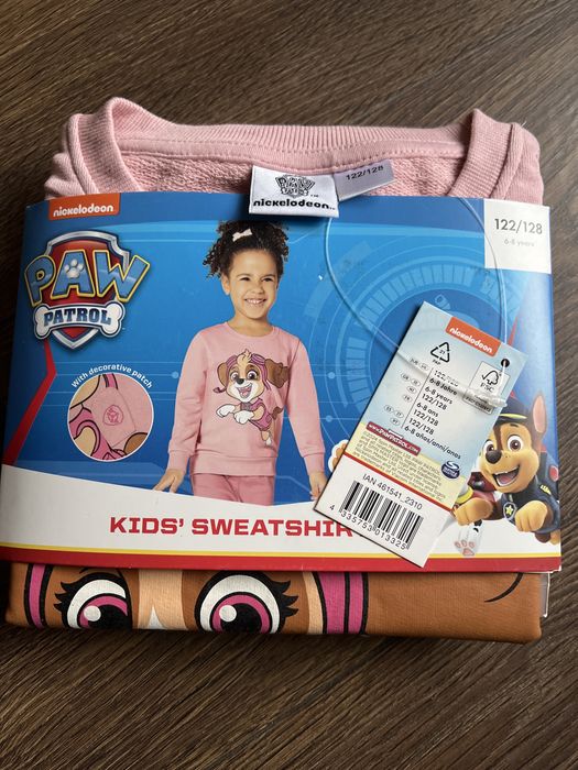 Dziecięca bluza dresowa Psi Patrol blady róż r. 122/128