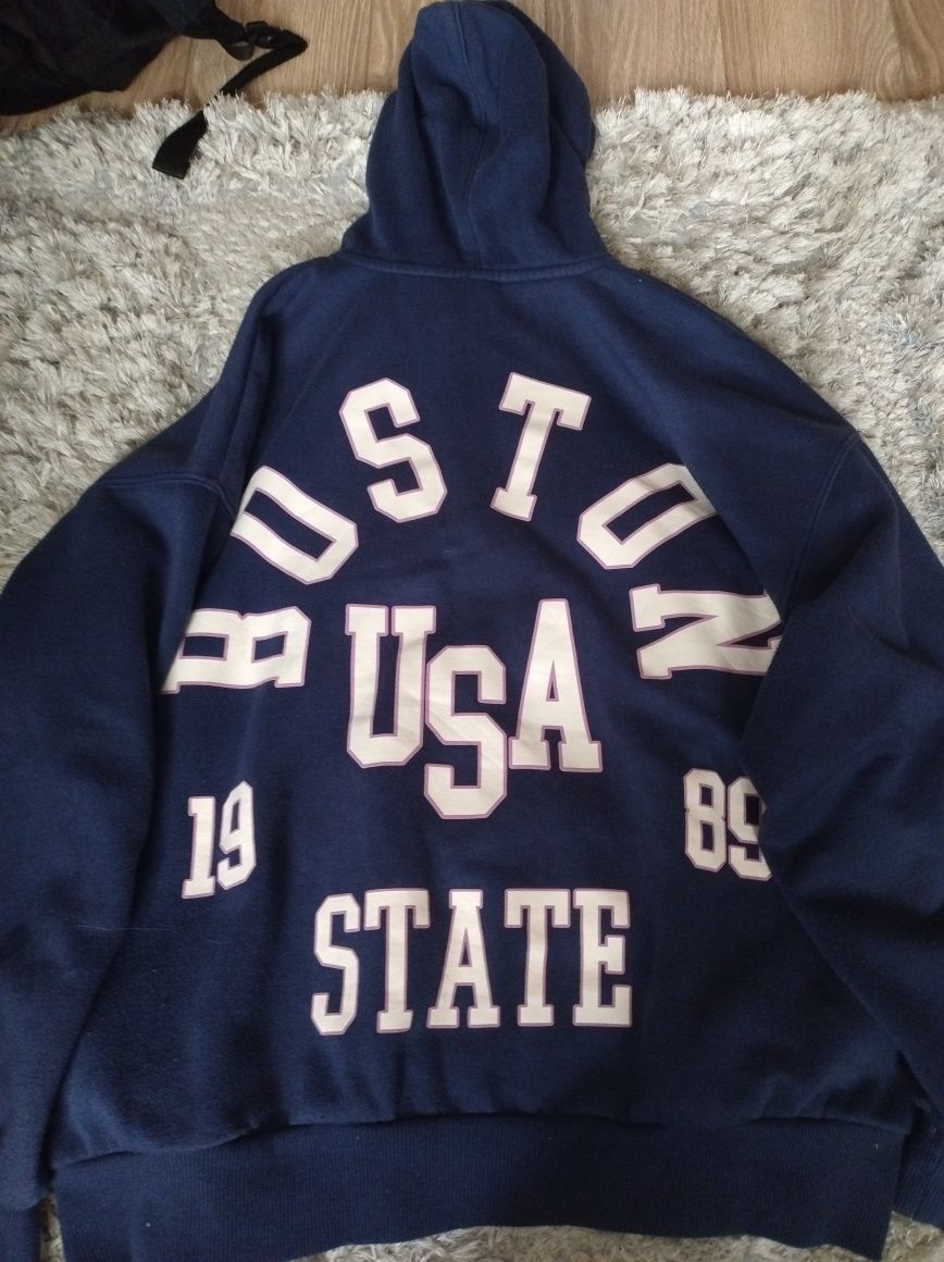 Bluza oversize Bershka rozpinana granatowa Boston