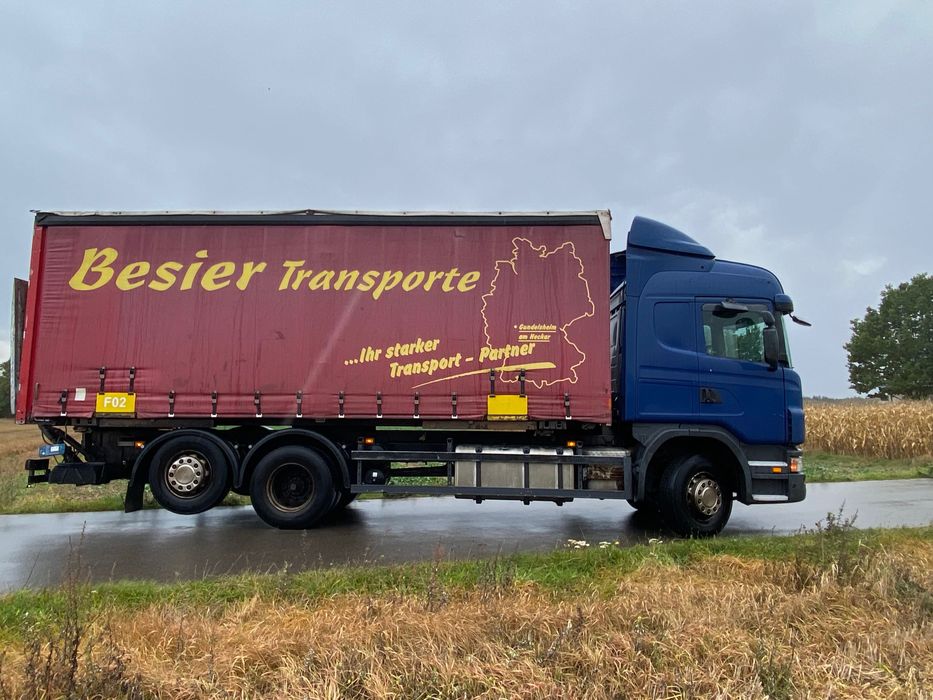 Scania R400 rama BDF pomoc drogowa firanka zamiana