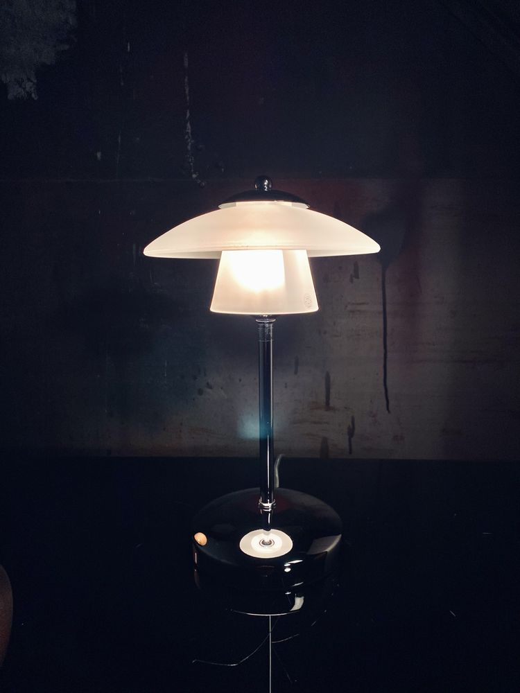 kosmiczna lampa Halo Design Copenhagen. Unikat lata 80 chrom i szkło