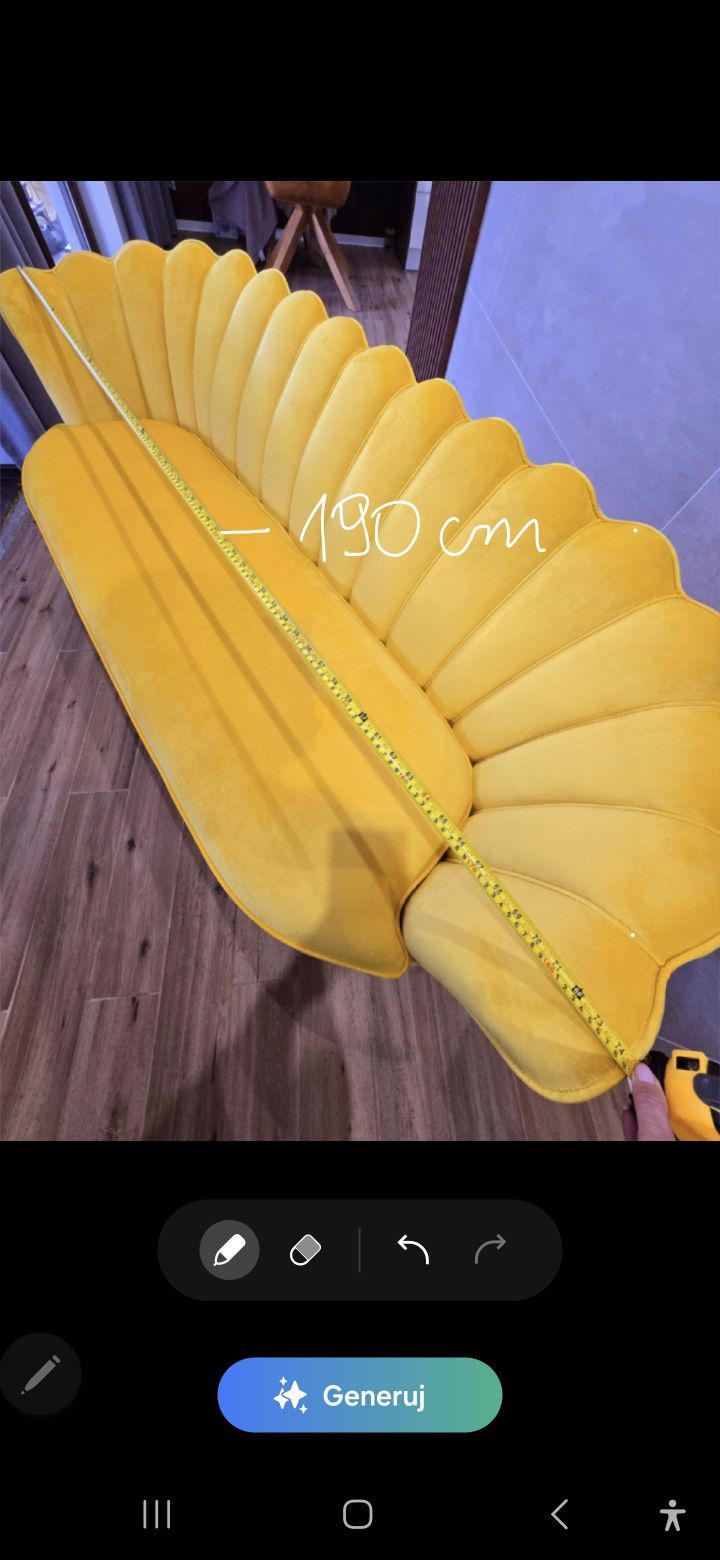 Sofa muszelka żółta