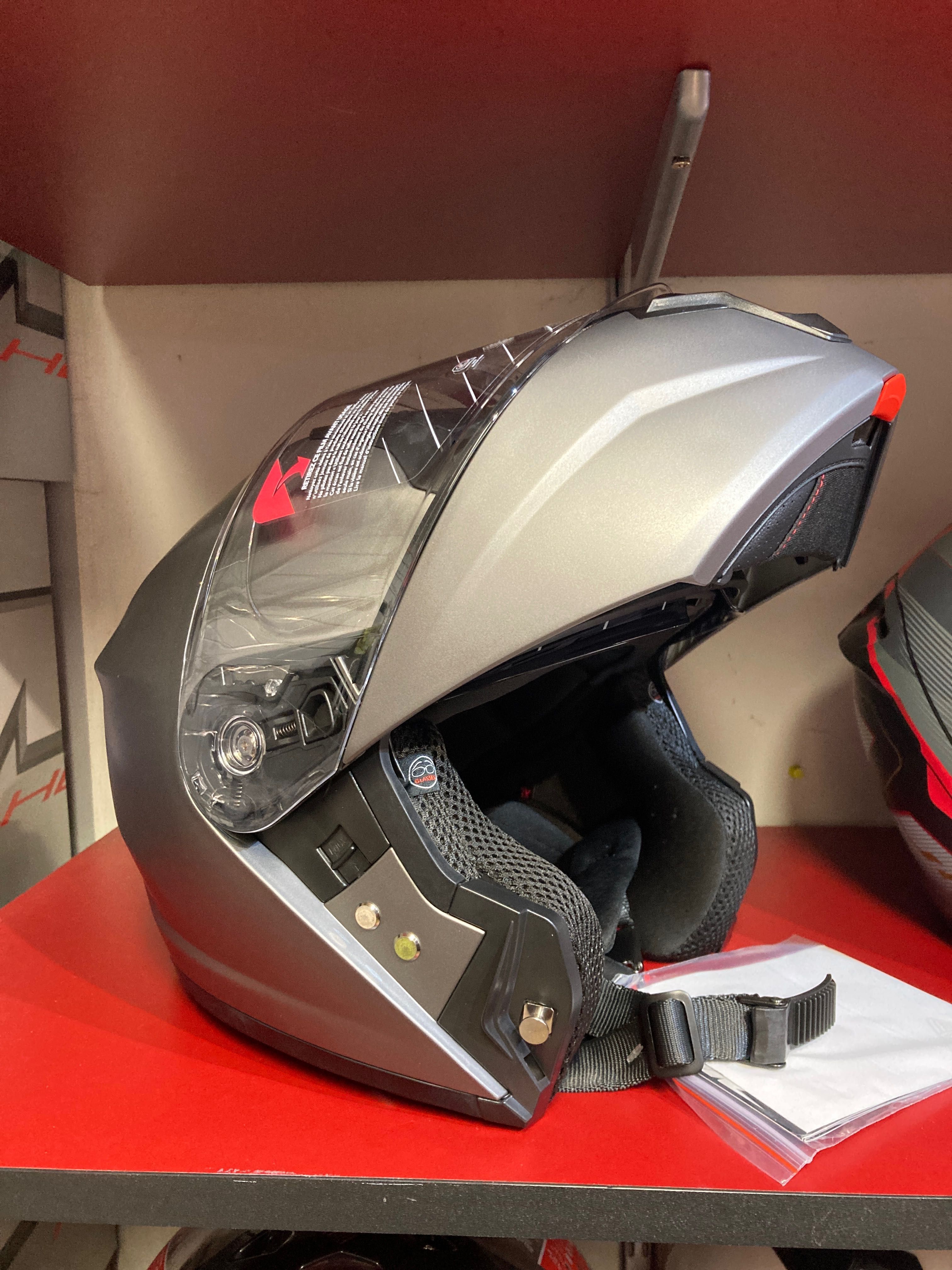 Kask na MOTOR Skuter Nox Szczękowy Blenda Biały i Szary
