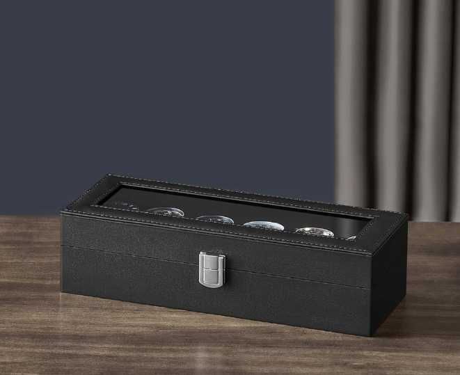 Eleganckie Etui na 6 Zegarków Pudełko zegarki męskie nowe
