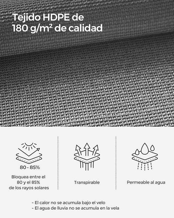 Songmics 3x3m Toldo Transpirável quadrado