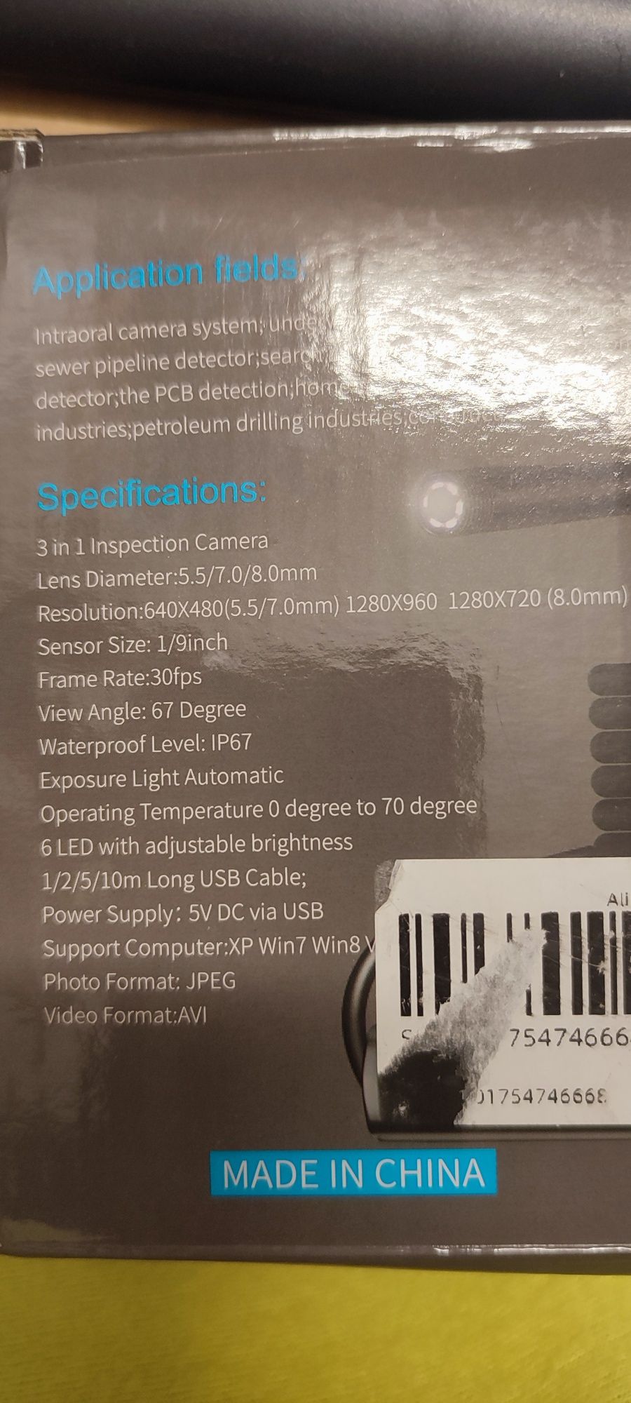 Mini câmara USB auto electrodomésticos