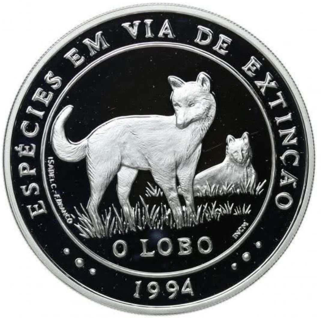 Moeda Certificada LOBO 1000$00 PRATA PROOF