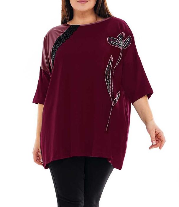 Modna tunika cekiny plus size bawełniana wygodna 3xl 4xl