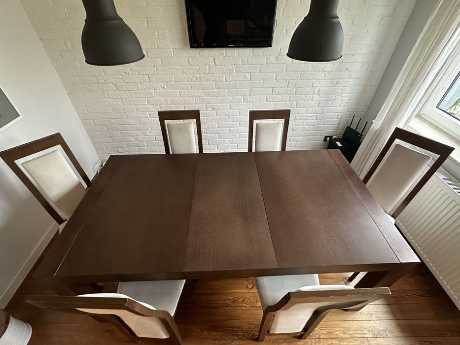 Stol i 6 krzeseł debowych Paged Meble