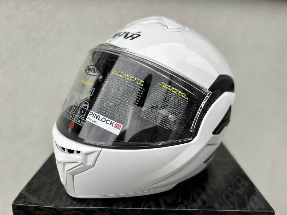 Kask motocyklowy modulowy NAXA FF1 rozmiar L 59-60cm Bialy, Szczekowy!