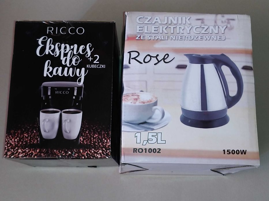 Nowy zestaw AGD czajniki, ekspres, kubki, żelazko, suszarka prezent