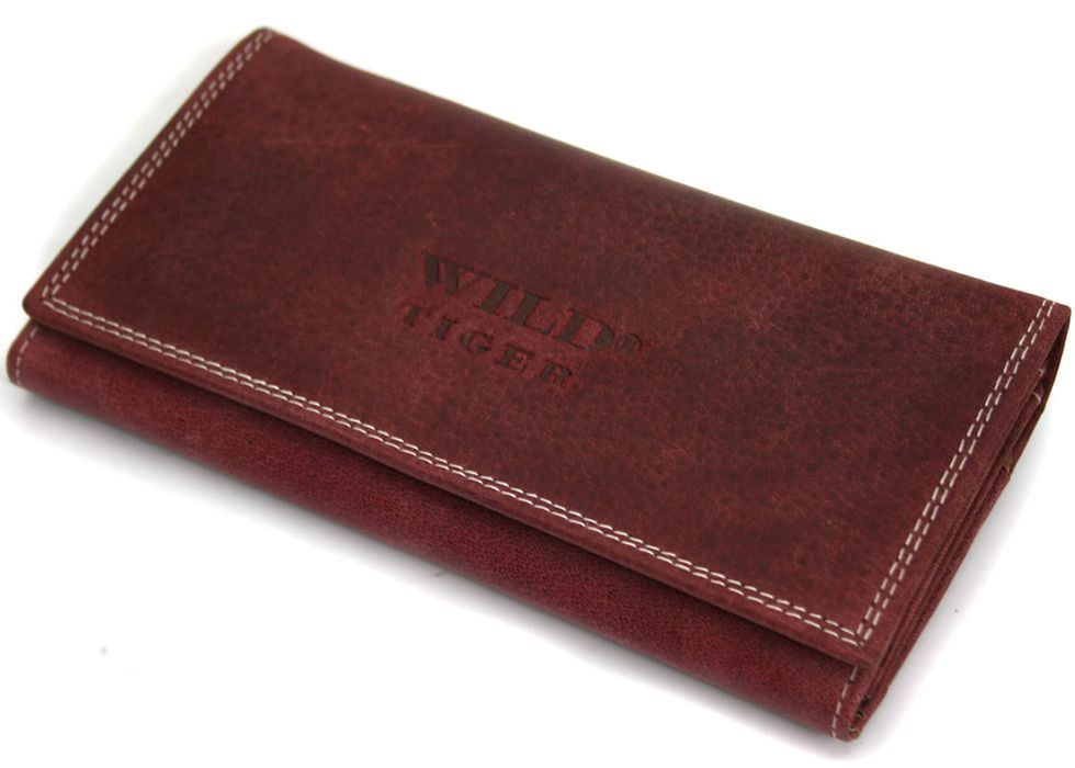 portfel damski skóra nubuk wild tiger - ciemnoczerwony
