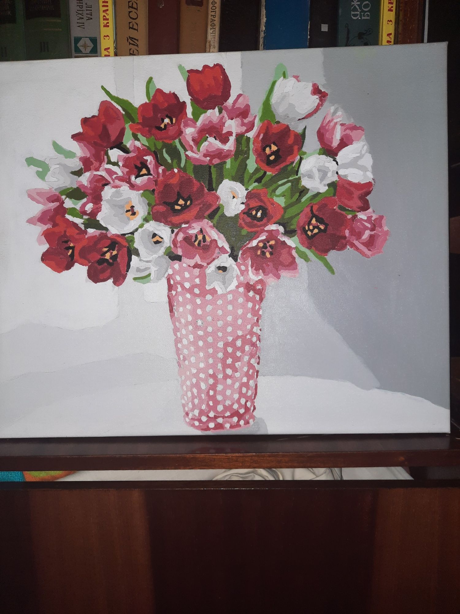 Квіти у вазі - картина гуашью