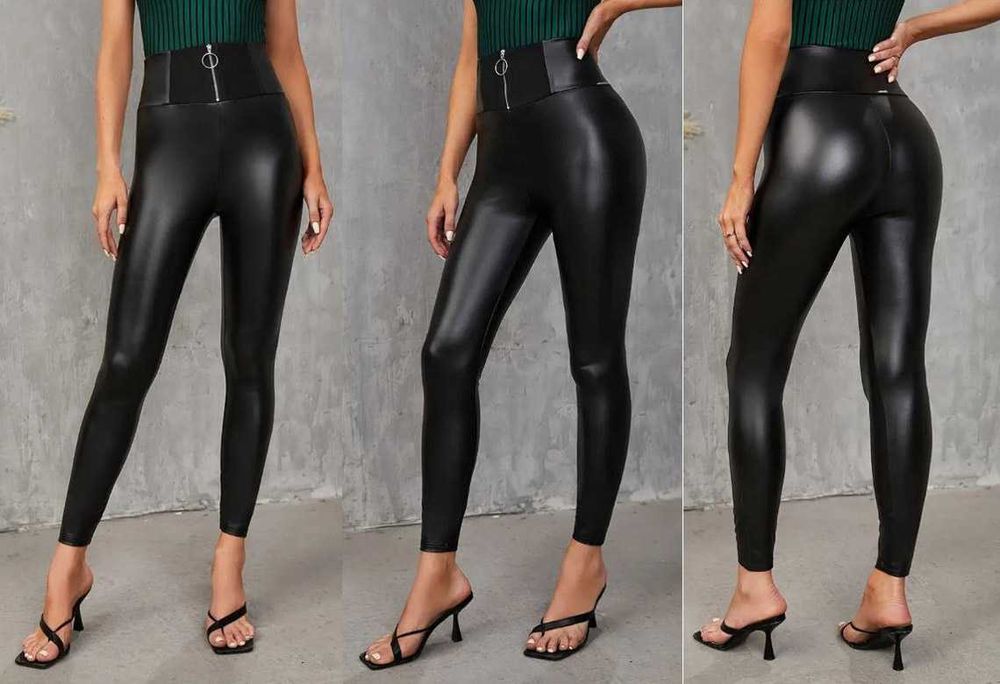 Теплі Шкіряні Лосіни НОВІ ЯКІСНІ леггинсы кожа на флисе M-L лосины