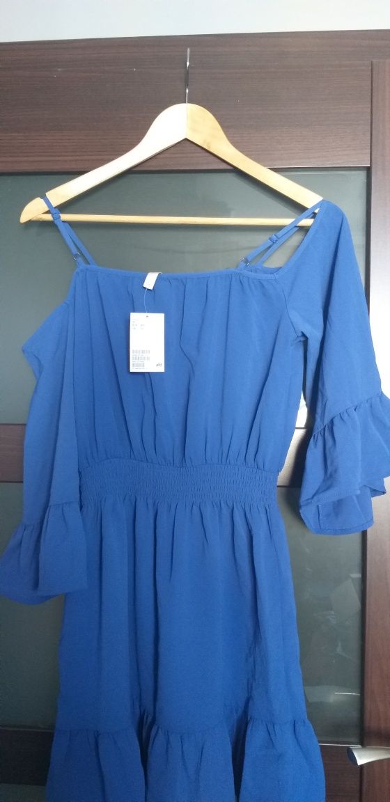 Kobaltowa krótka sukienka r. 38 H&M