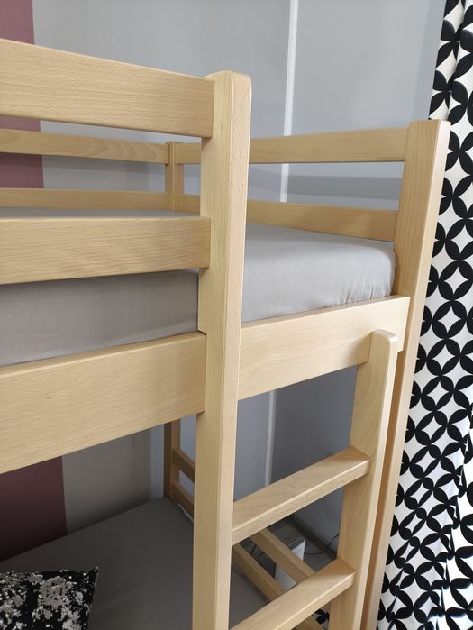 Łóżko piętrowe drewniane bukowe mega masywne 80x200/90x200