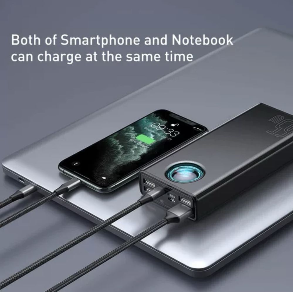 Павербанк Baseus Amblight 30000 65w powerbank для ноутбука роутера