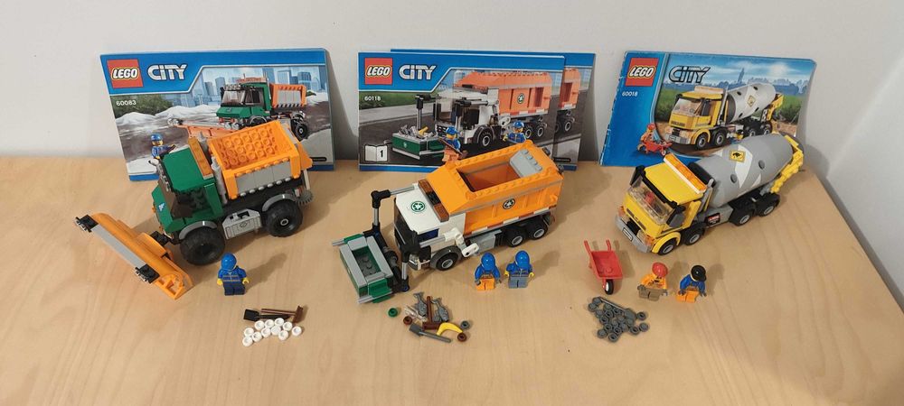 LEGO City 60018 Betoniarka, 60118 Śmieciarka, 60083 Pług śnieżny