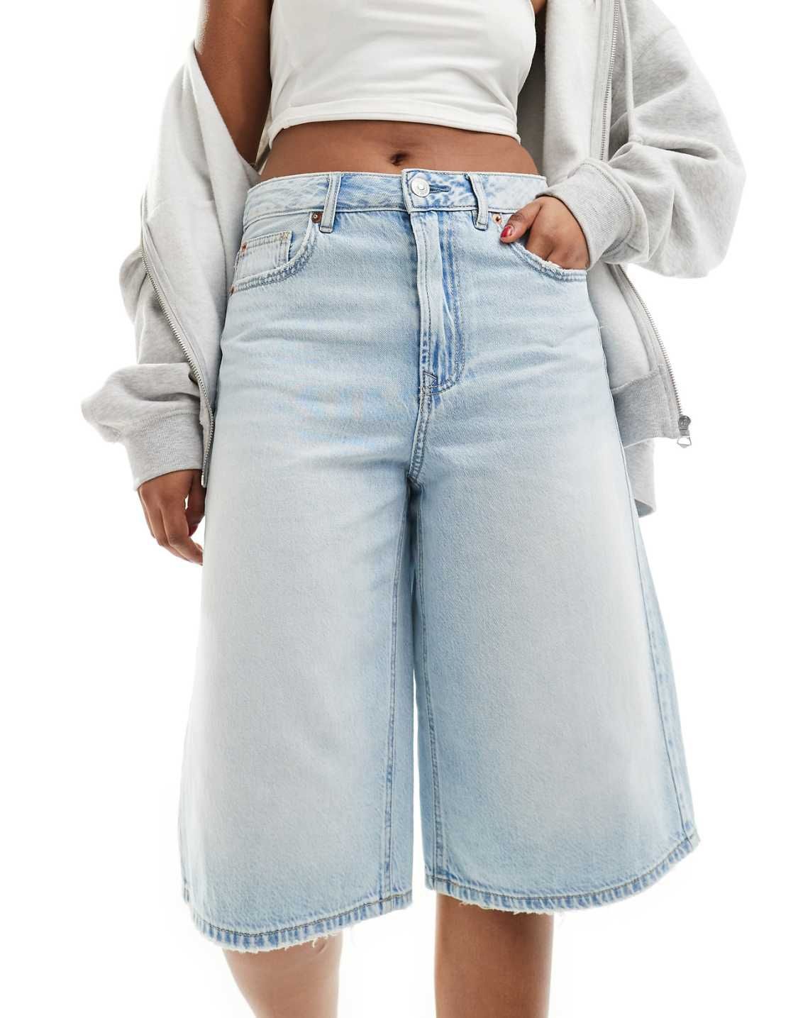 голубі широкі шорти baggy shorts Stradivarius