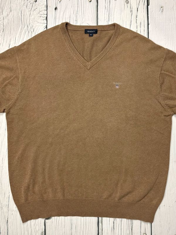 Gant Bawełniany Sweter w Serek Męski Logo na Piersi r. 2xl