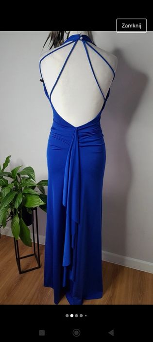 Niebieska granatowa elegancka suknia 34 36 s m