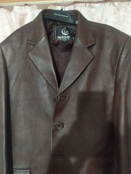 Кожаный чоловічий піджак