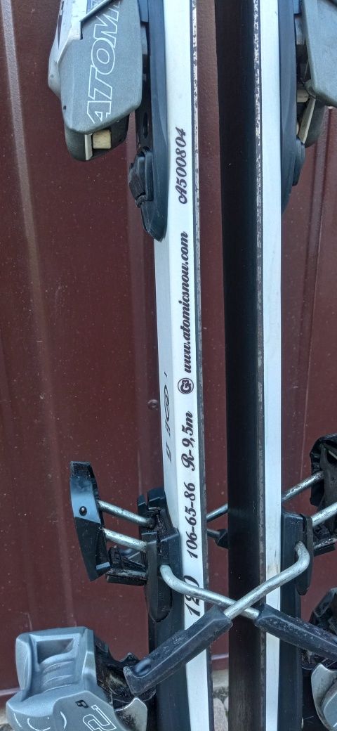 Narty Atomic 120 buty Rossignol 220-235 dziewczynka białe różowe kijki