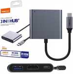 Adapter Przejściówka 3W1 Hub Usb-C Do Hdmi 4K Uhd Usb 3.0 Usb C 100W