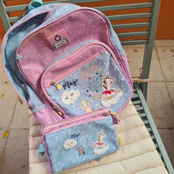 Mochila Escolar Enzo Unicórnio + Estojo