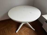 Stół okrągły rozkładany biały z 3 krzesłami