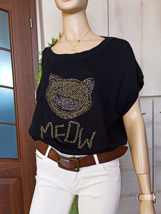 Sg Sweter z krótkim rękawem z dżetami nietoperz 34 , 36 , XS  , S orgi