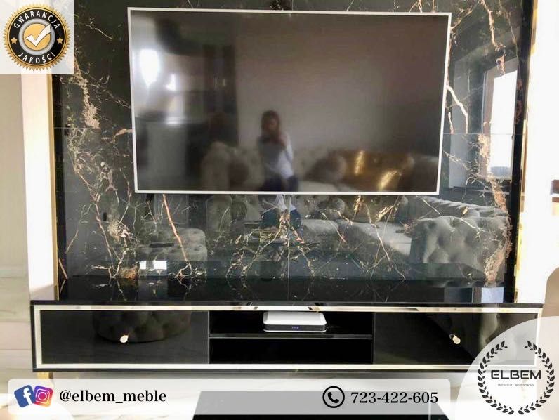 Szklana czarna szafka RTV Glamour