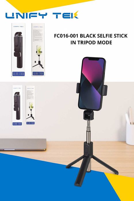 Selfie stick statyw - składany kijek do zdjęć z pilotem i statywem 3w1