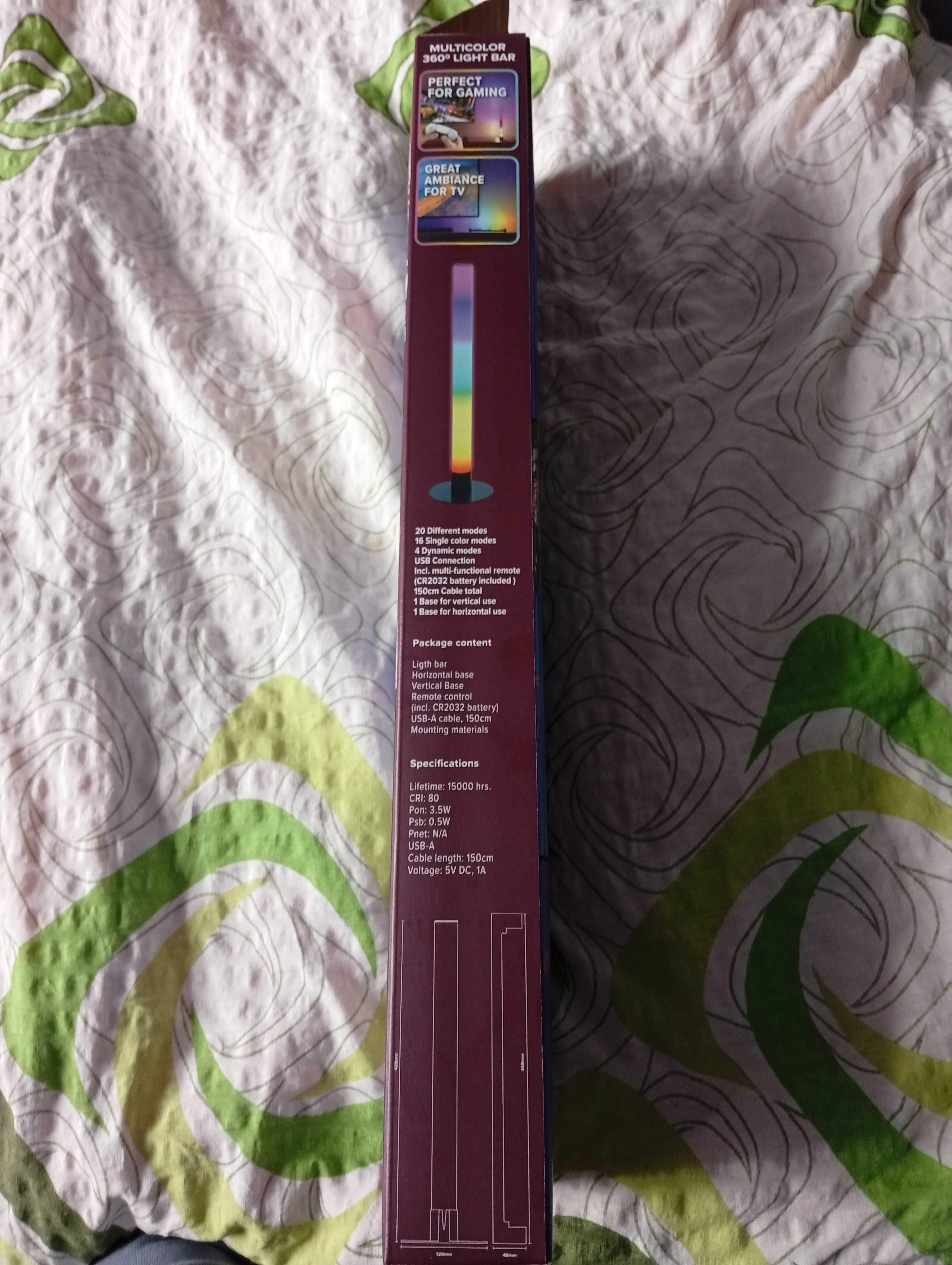 Light Bar LED RGB Lampa Słupek 360st 41cm pion i poziom 20 efektów