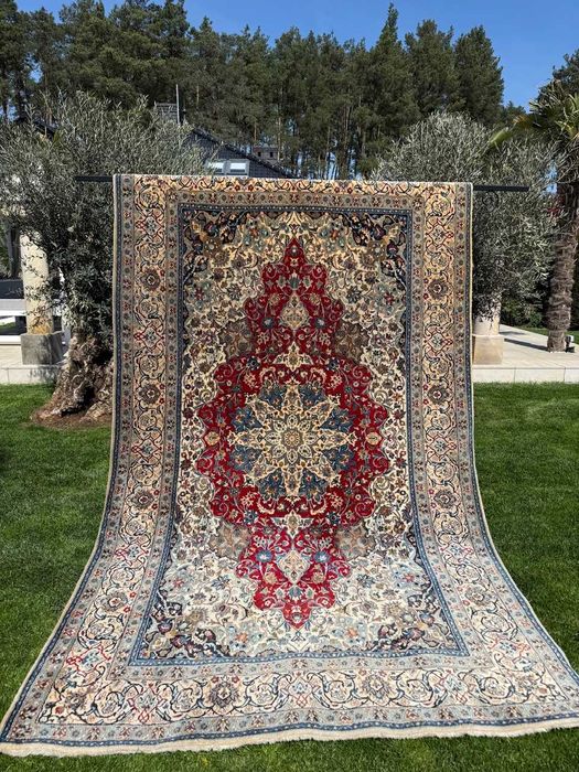 Kaszmirowy z jedwabiem dywan perski Iran Nain 350x200 galeria 26 tys