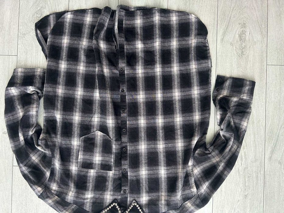 Flanelowa koszula w kratę Coast oversize z ozdobnym kołnierzykiem XXL
