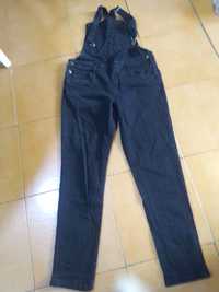 Jardineira jeans preto TM 38