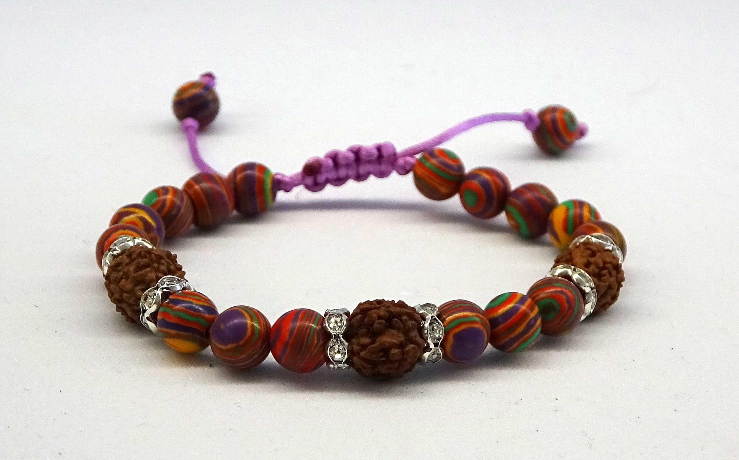 Pulseiras em Rudraksha (Rudra)e pedra natural semipreciosa