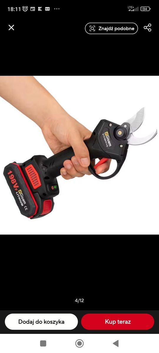 Bezprzewodowy sekator elektryczny + 2aku