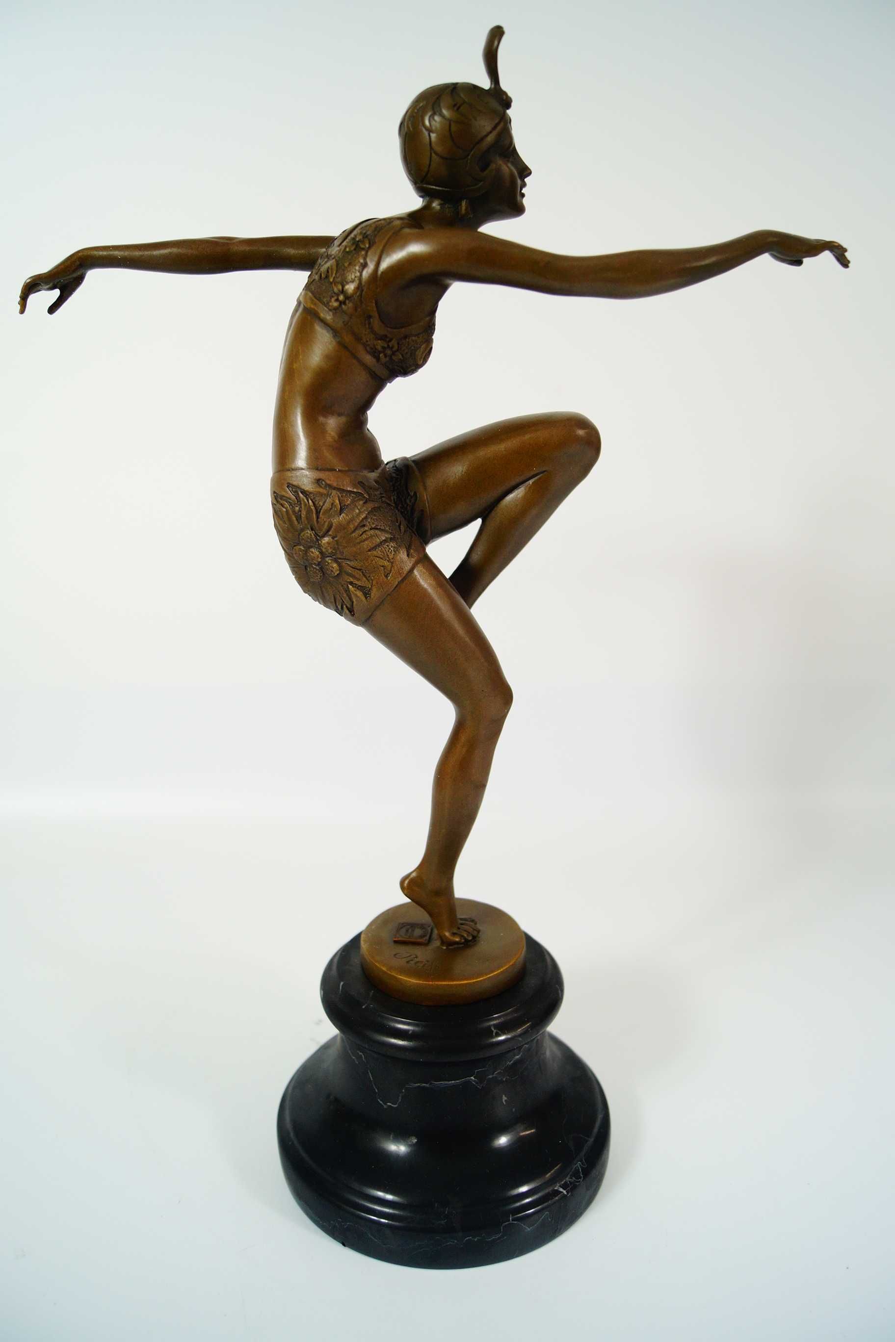 Rzeźba Figura z brązu TANCERKA Preiss Art Deco