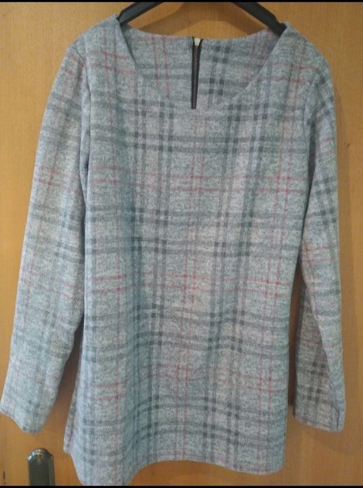 Camisola xadrez rosa e cinza