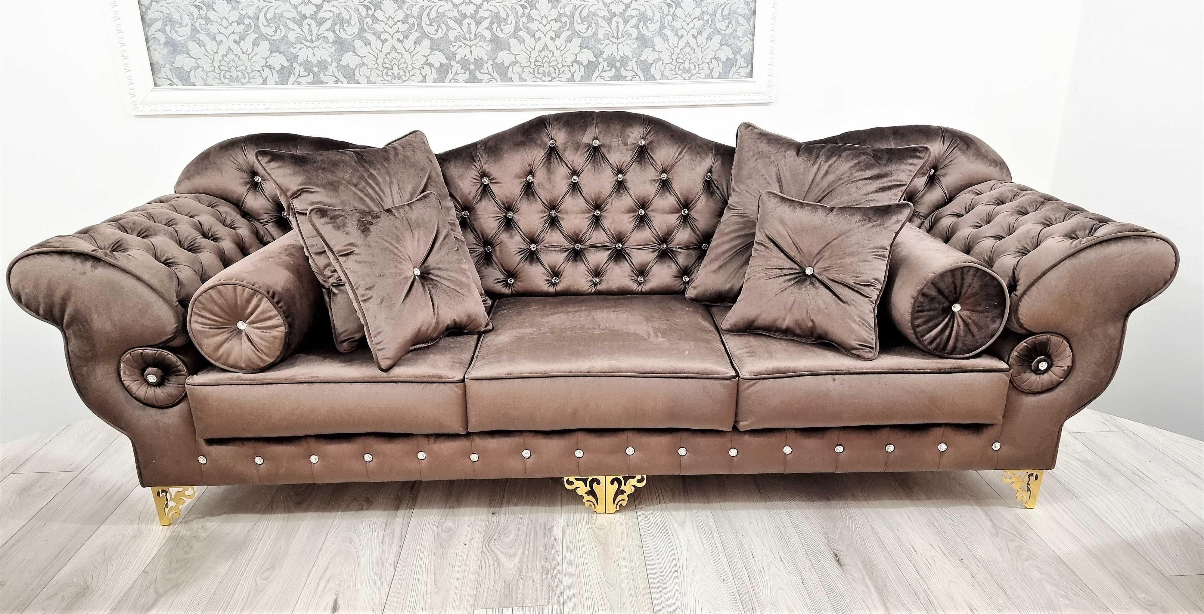 Zestaw wypoczynkowy PRESTON BIG chesterfield sofa fotele pikowane